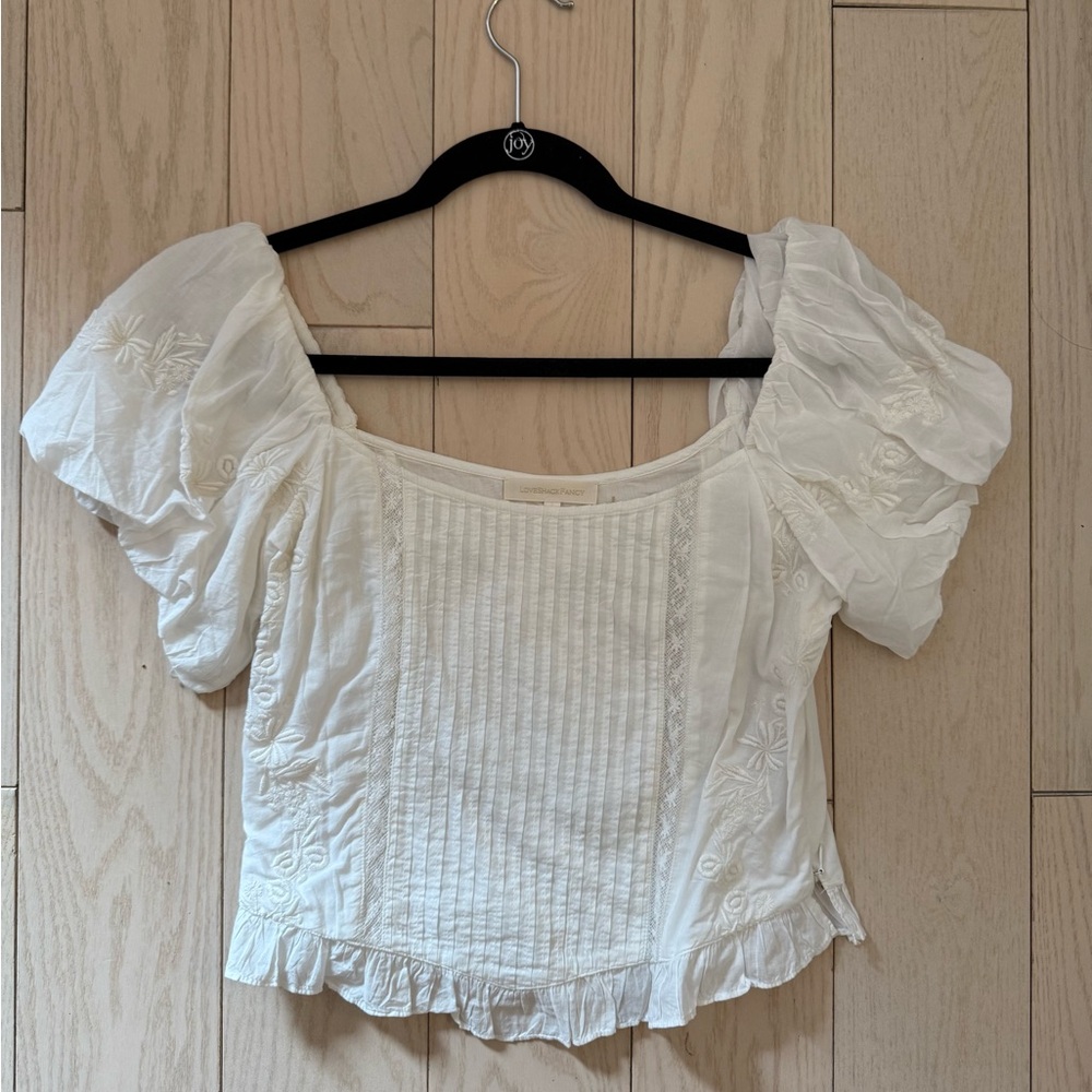 LoveShackFancy Short Sleeve Cotton Top